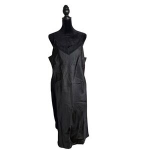 Mixit Black Silk Slip Midi Dress Floral Lace Size 14 Minimalist Layering Capsule